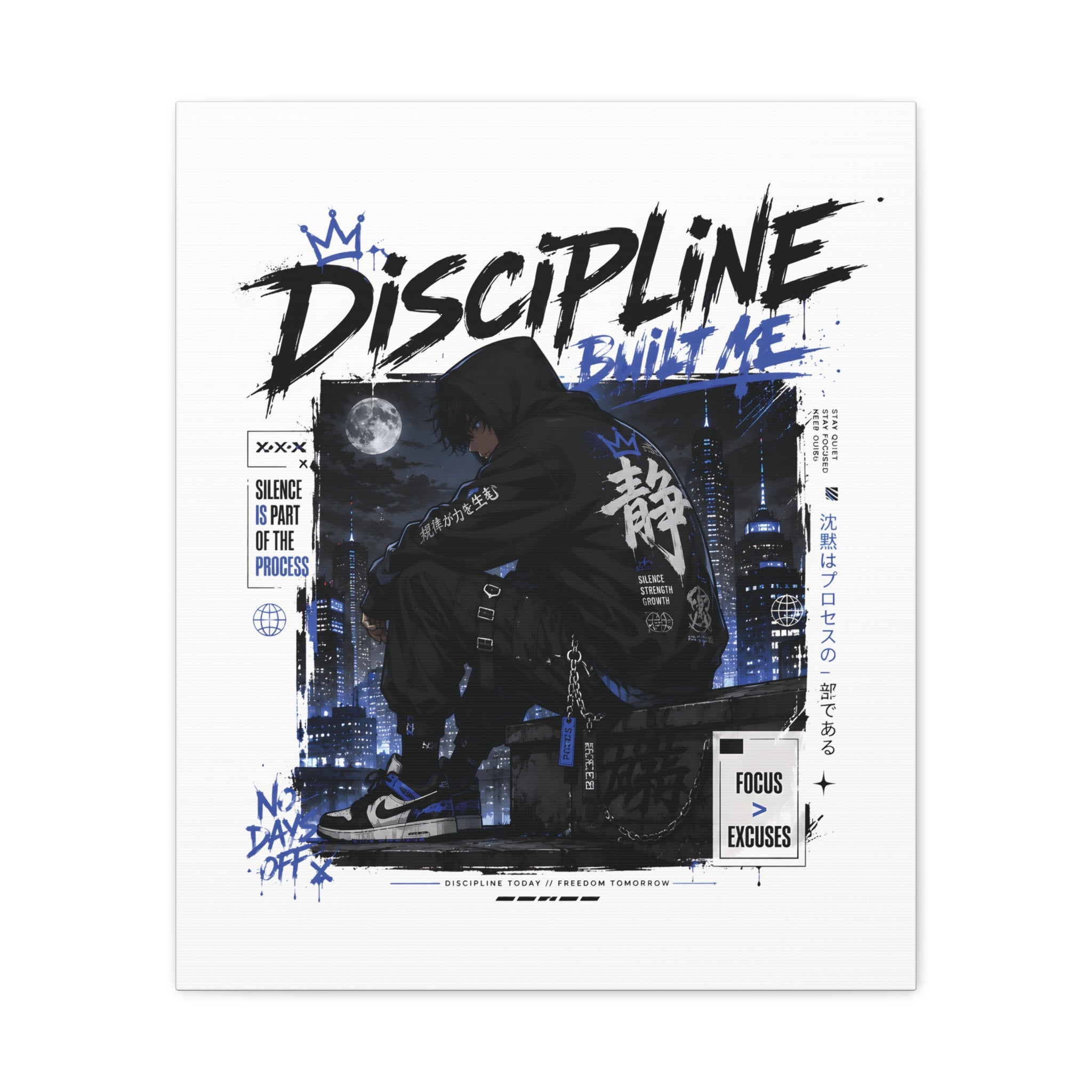 Discipline Built Me Canvas Print — Urban Streetwear Motivational Wall Art