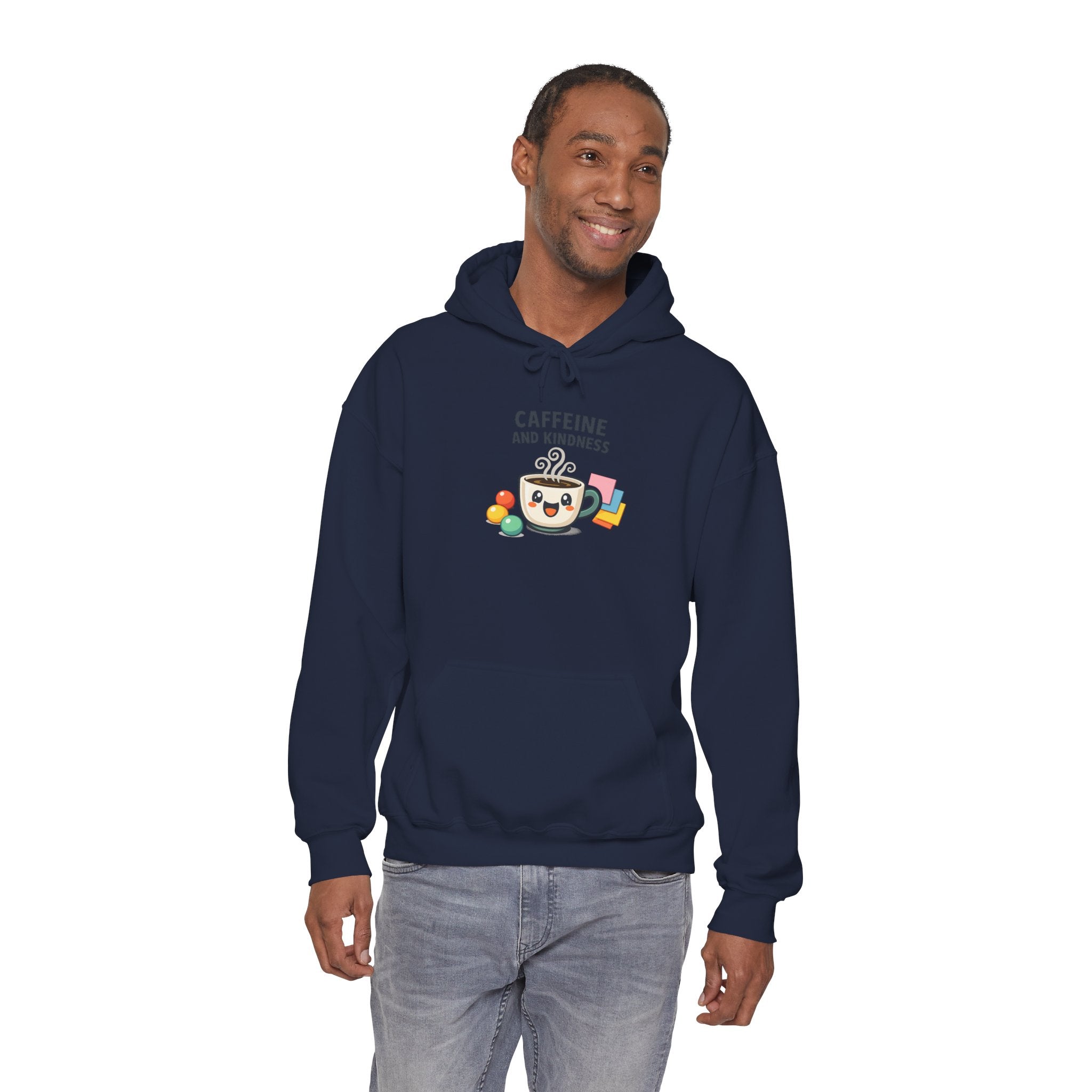 Caffeine and Kindness Hoodie - Cozy Coffee-Themed Sweatshirt
