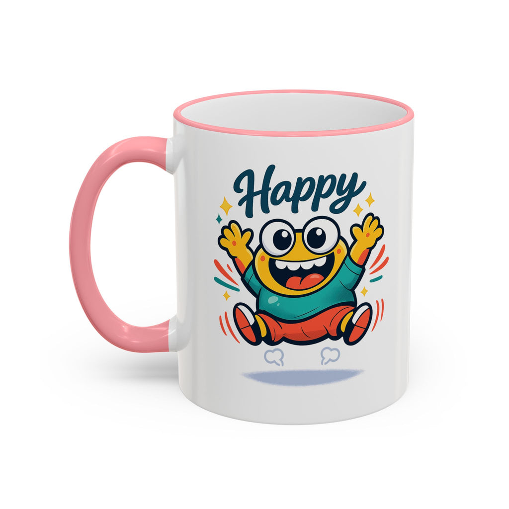 Happy Monster Accent Mug - Cute Cartoon Coffee Cup (11oz/15oz)