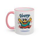 Happy Monster Accent Mug - Cute Cartoon Coffee Cup (11oz/15oz)