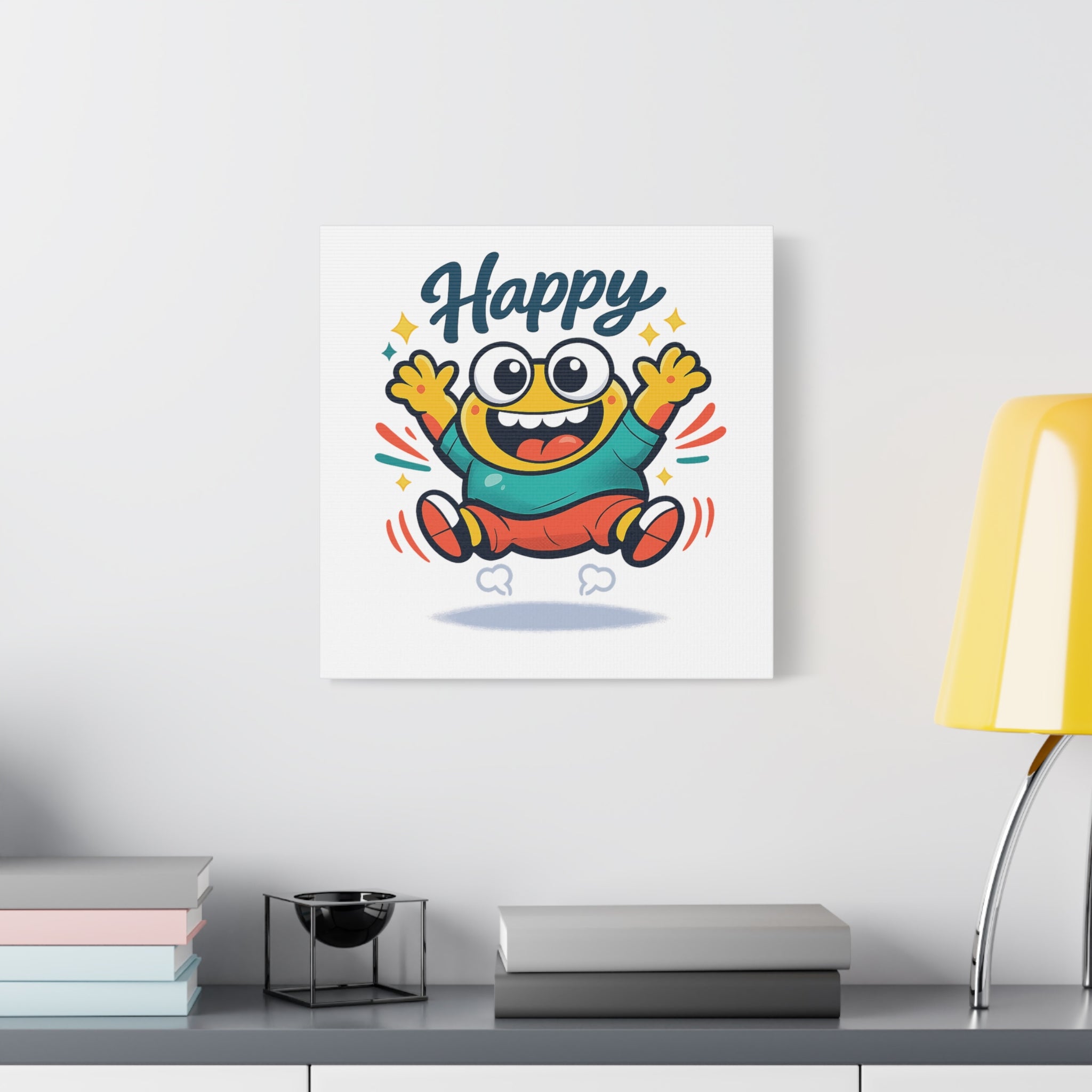Happy Blob Cartoon Canvas | Bold Cartoon, Thick Outline, Kawaii Minimal