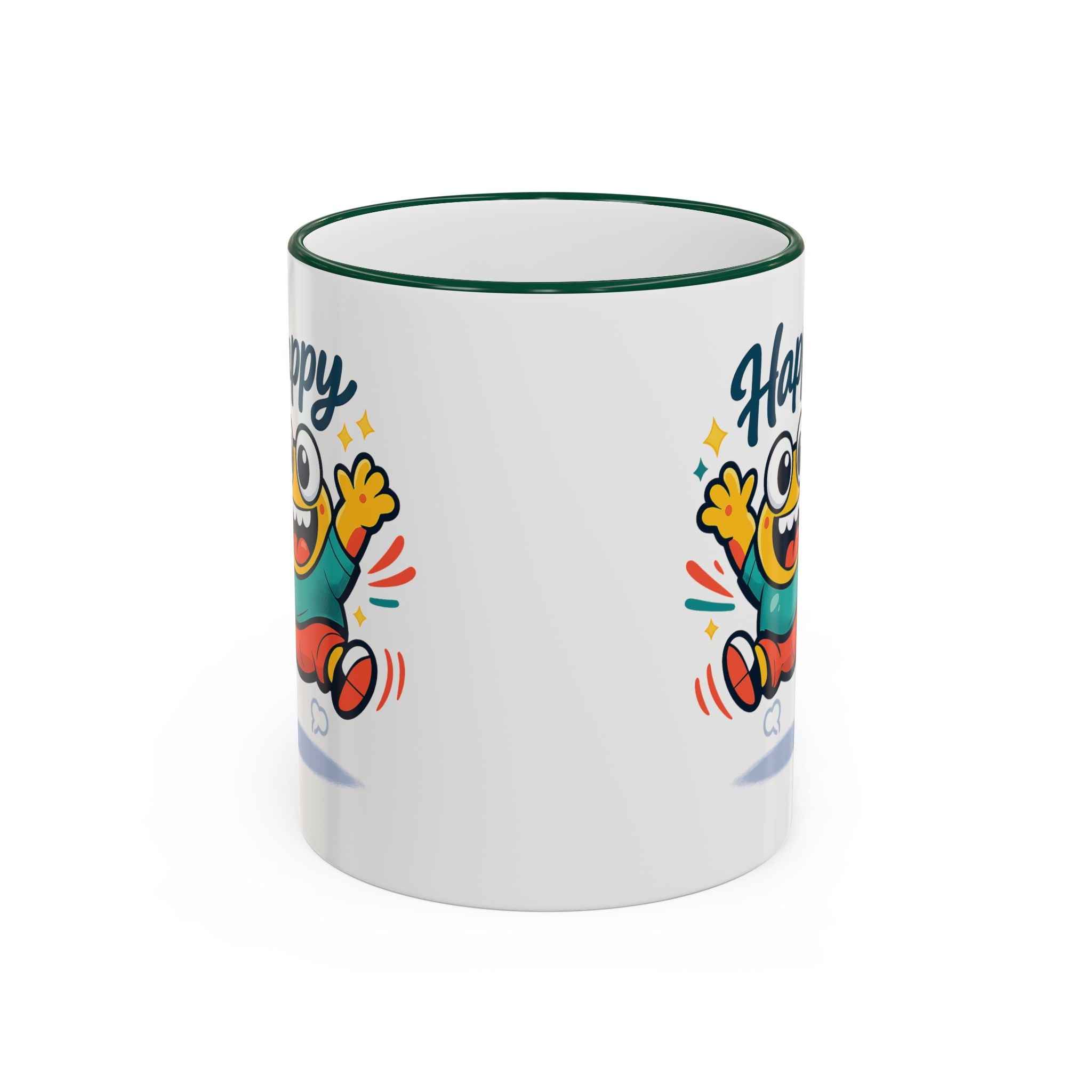 Happy Monster Accent Mug - Cute Cartoon Coffee Cup (11oz/15oz)
