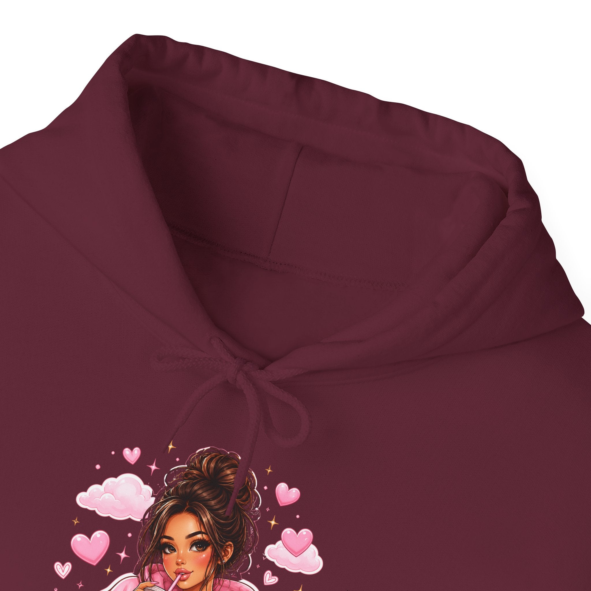 Cute Pink Heart Girl Hoodie — Cozy Graphic Sweatshirt