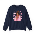 Cozy Pink Heart Girl Crewneck Sweatshirt