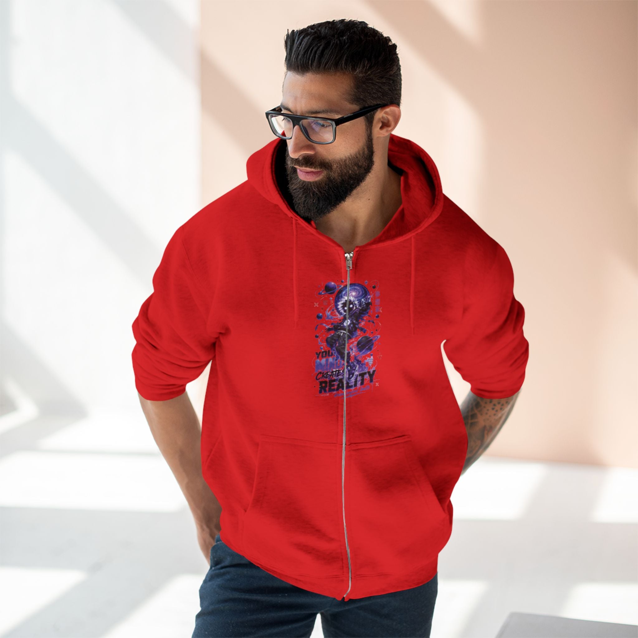 Dream Beyond Limits Zip Hoodie — Gothic Purple Graphic Zip-Up
