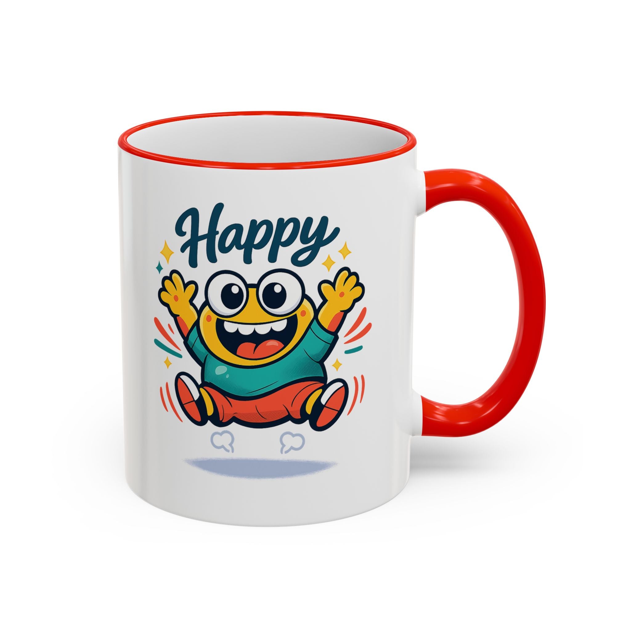 Happy Monster Accent Mug - Cute Cartoon Coffee Cup (11oz/15oz)