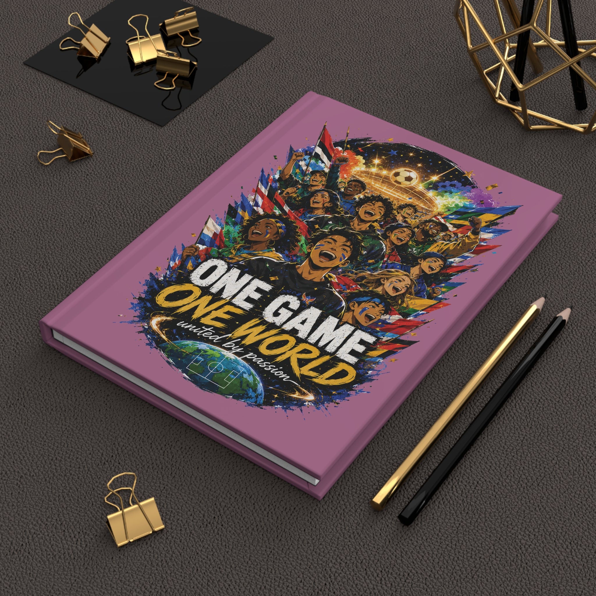 One Game One World Soccer Hardcover Journal — Personalized Number 10 Notebook