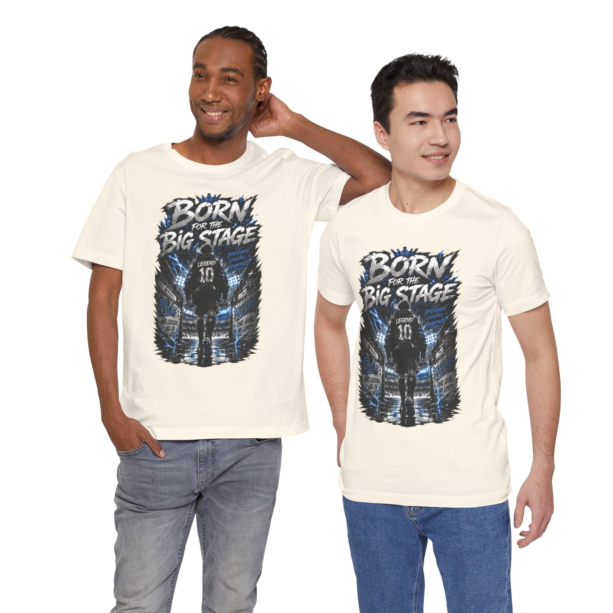 Soccer Player T‑Shirt — "Born for the Big Stage" Football Match Tee