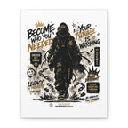 Motivational Street Art Canvas — "Become Who You Needed" Stretched Matte Print