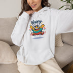 Happy Blob Cartoon Hoodie | kawaii minimal, thick outline mood face