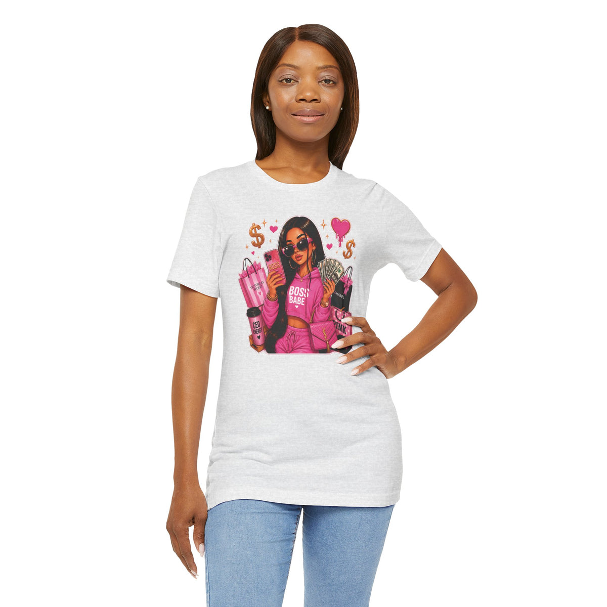 Boss Babe Pink Fashion T Shirt Glam Shopping Graphic Tee