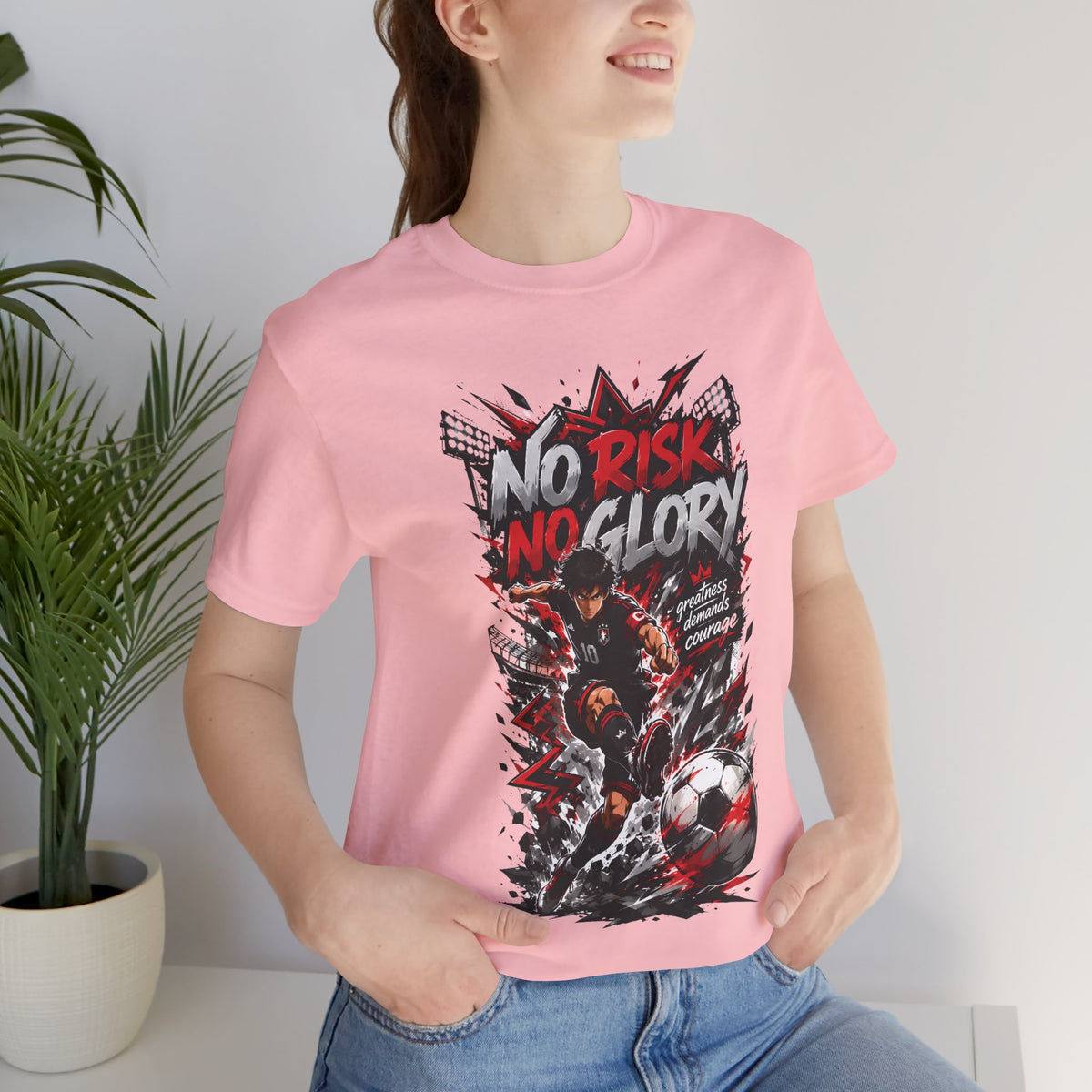 No Risk No Glory Soccer Graphic T Shirt