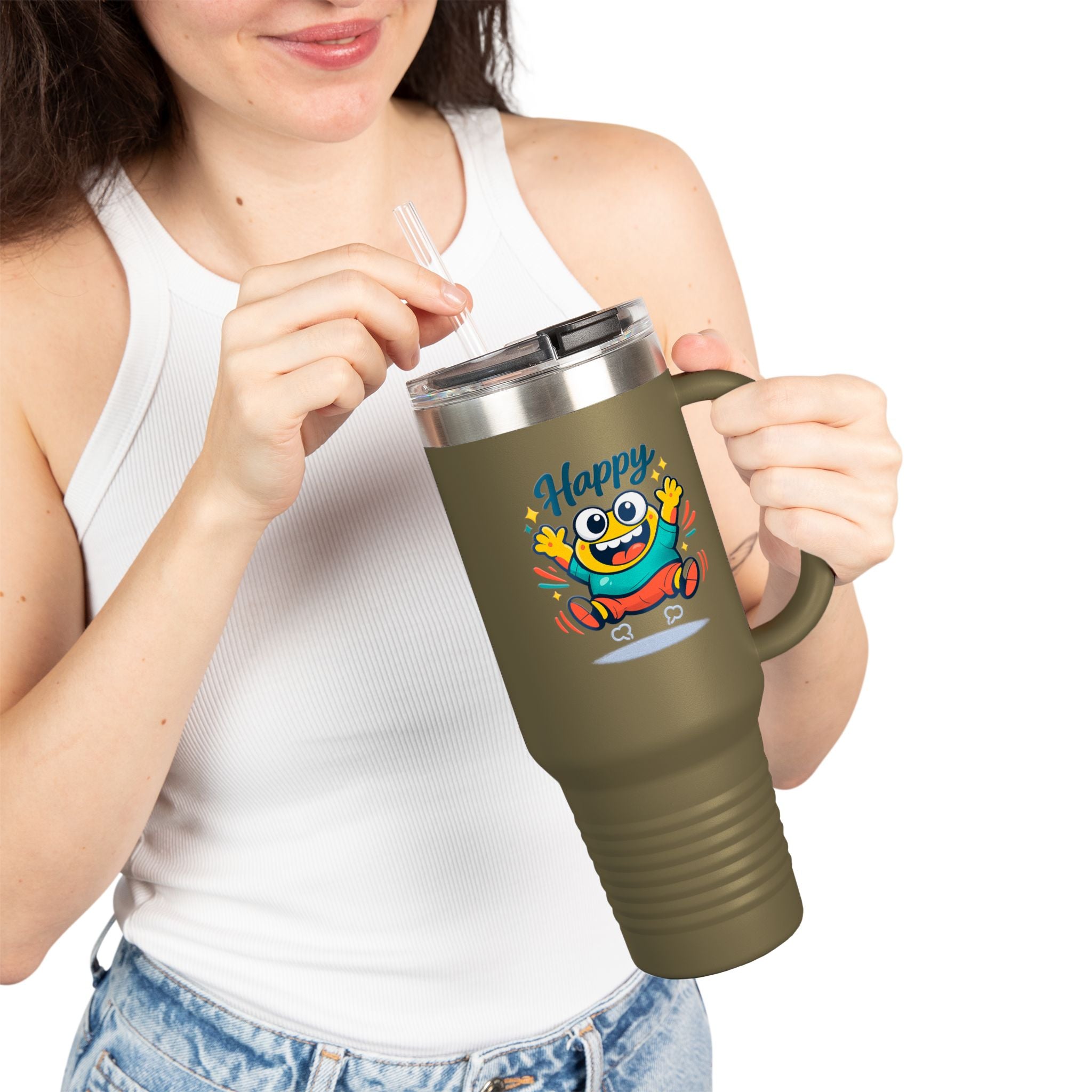 Happy Monster 40oz Insulated Travel Mug