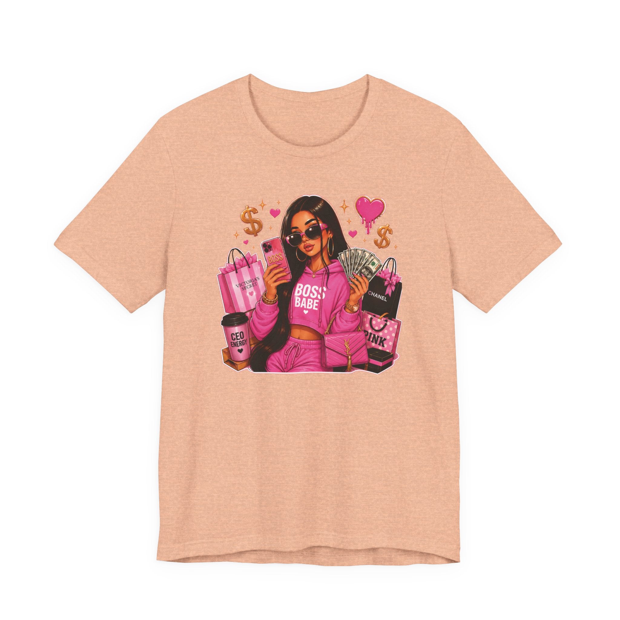 Boss Babe Pink Fashion Tee — Women’s Glam Money & Shopping Graphic Shirt
