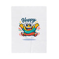 Happy Mood Face Velveteen Plush Blanket | thick outline kawaii cartoon