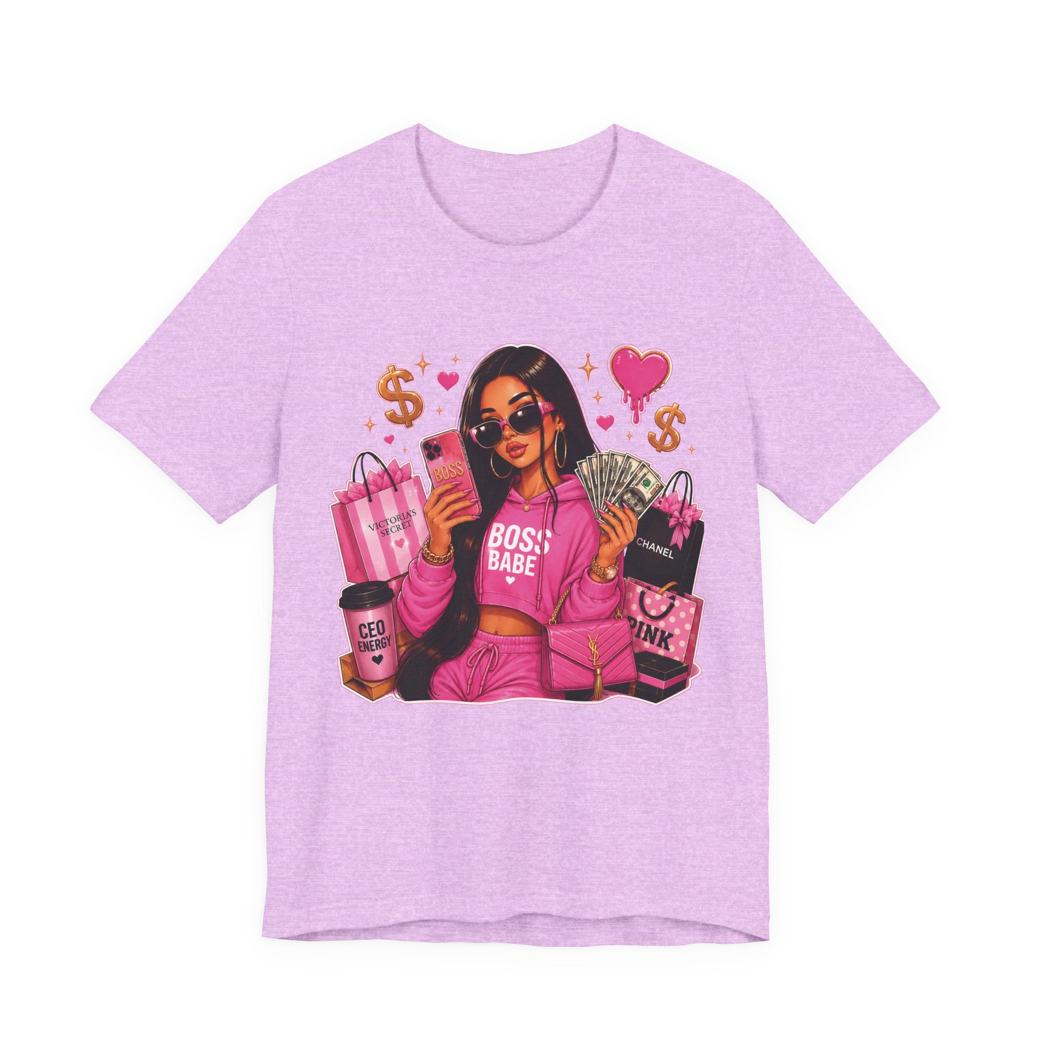 Boss Babe Pink Fashion Tee — Women’s Glam Money & Shopping Graphic Shirt