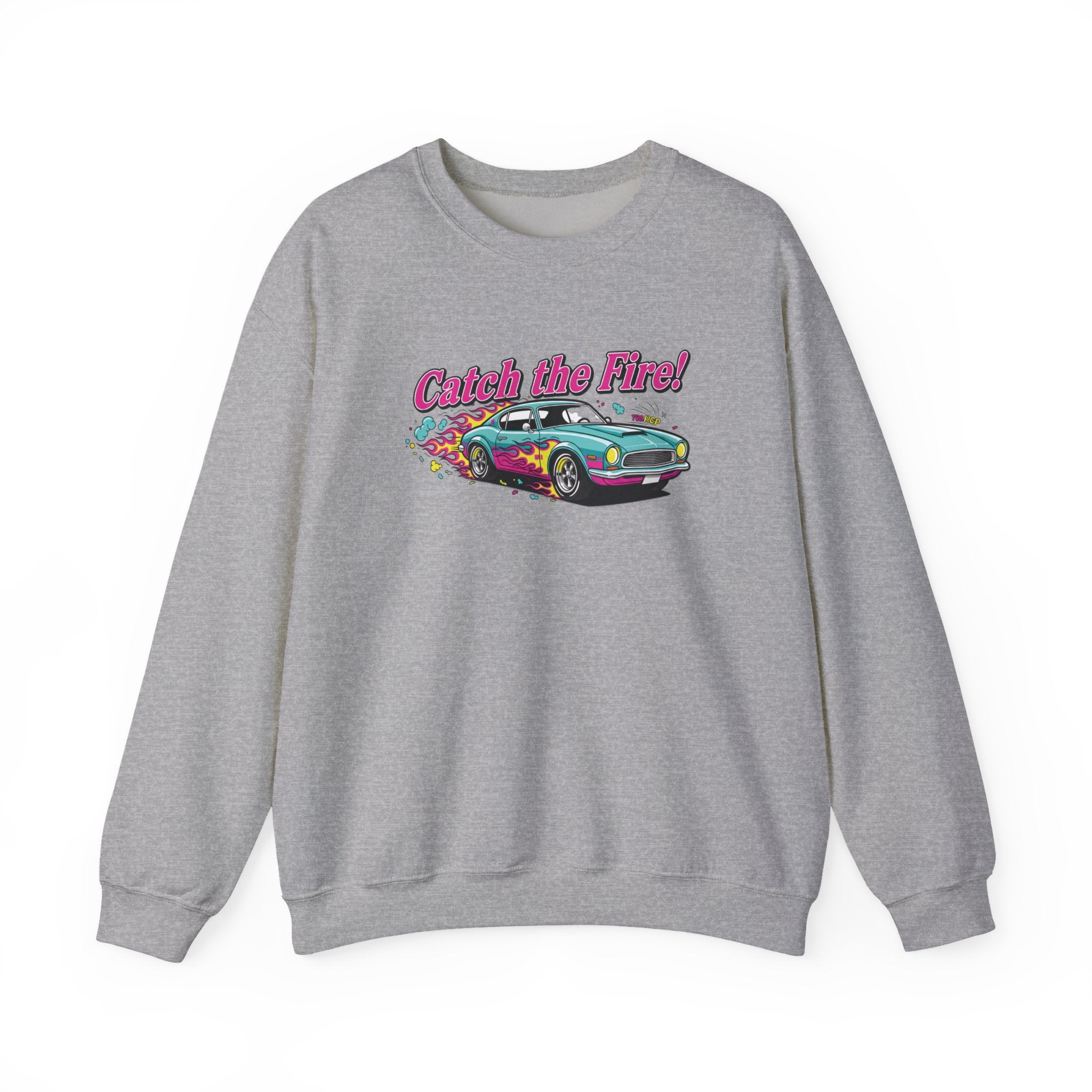 Cartoon Dragster Flames Sweatshirt | Vintage Car Illustration, Racing Flame