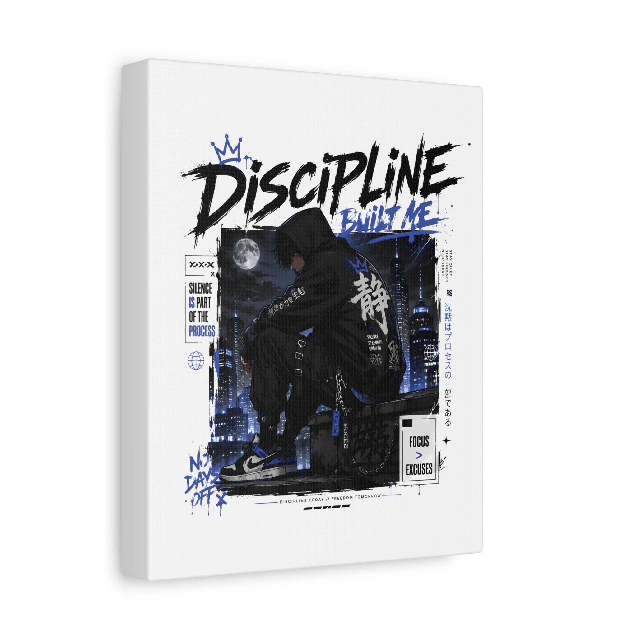 Discipline Built Me Canvas Print — Urban Streetwear Motivational Wall Art
