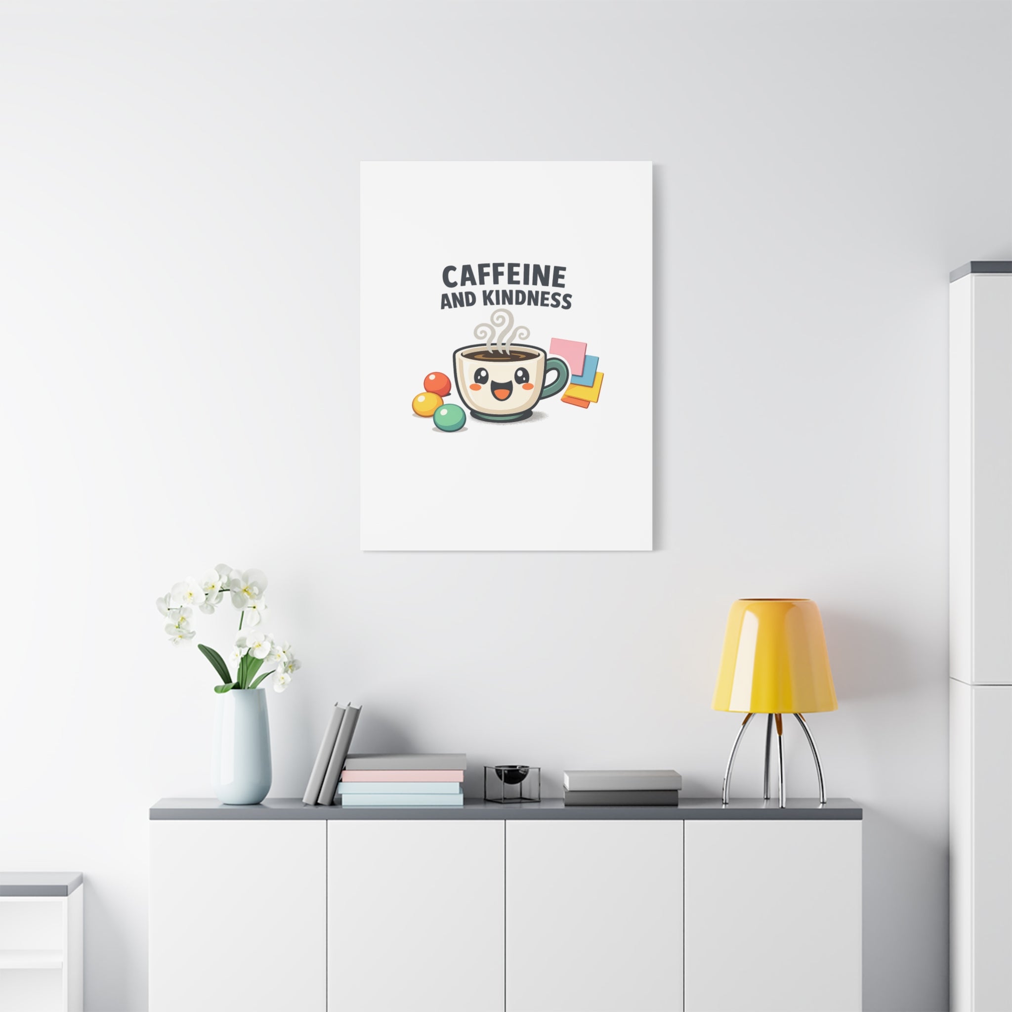 Caffeine and Kindness Canvas | Office Humor, Coffee Fuel Wall Art