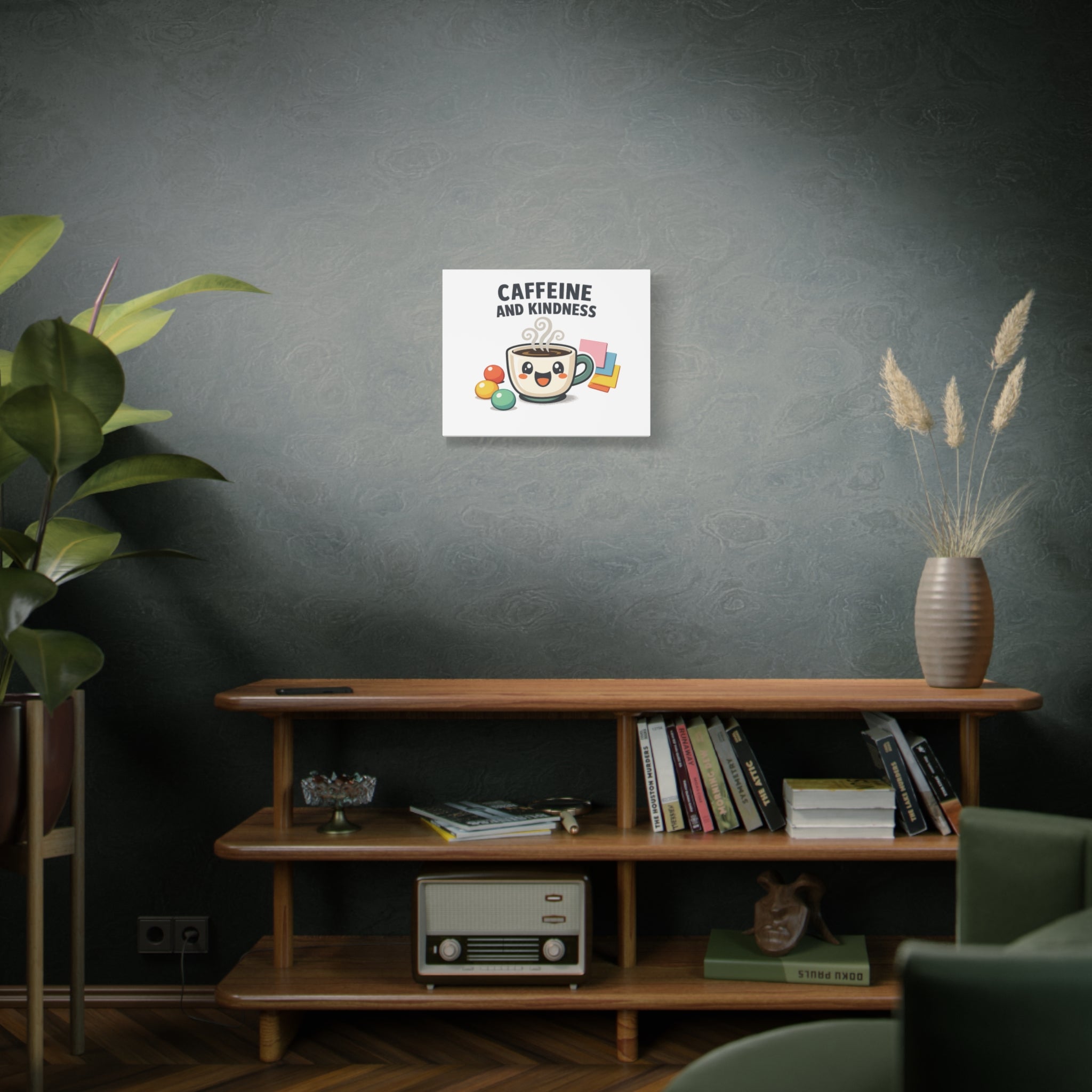 Caffeine and Kindness Canvas | Office Humor, Coffee Fuel Wall Art