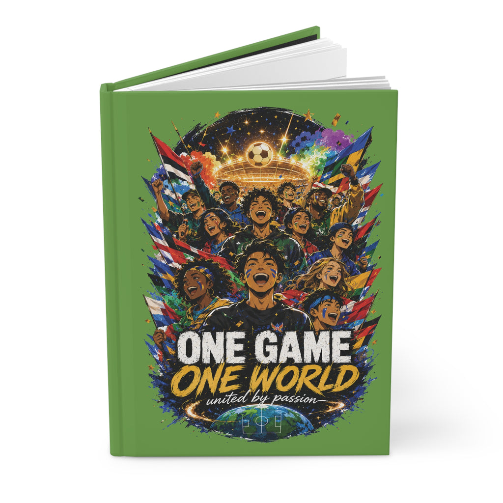Soccer Journal — "One Game One World" Personalized Hardcover Notebook (Custom Name & Number)