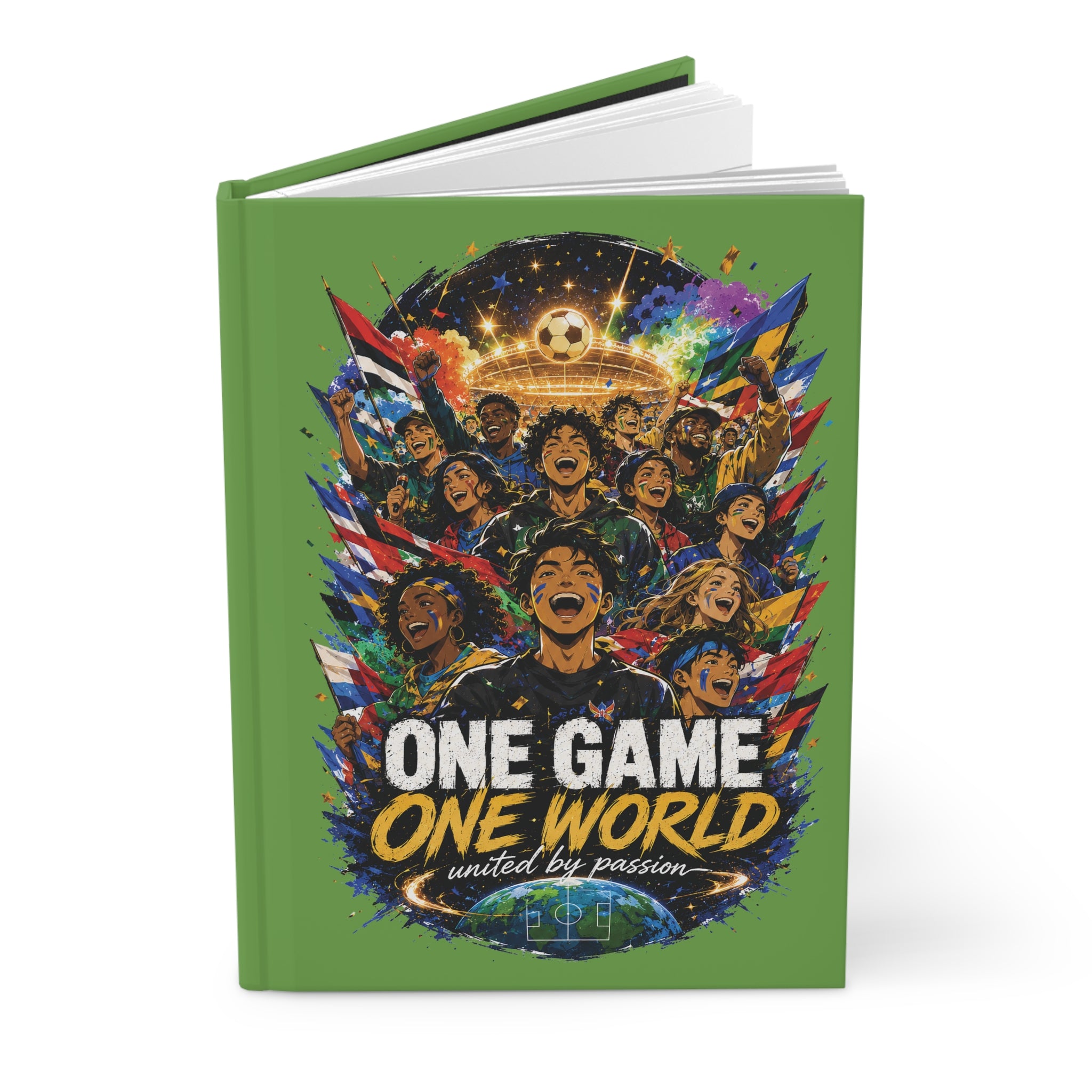 Soccer Journal — "One Game One World" Personalized Hardcover Notebook (Custom Name & Number)