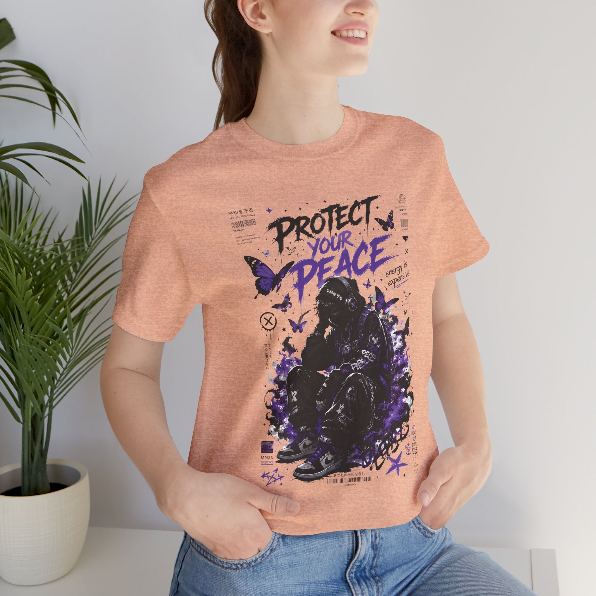 Protect Your Peace T-Shirt — Gothic Butterfly Graphic Tee