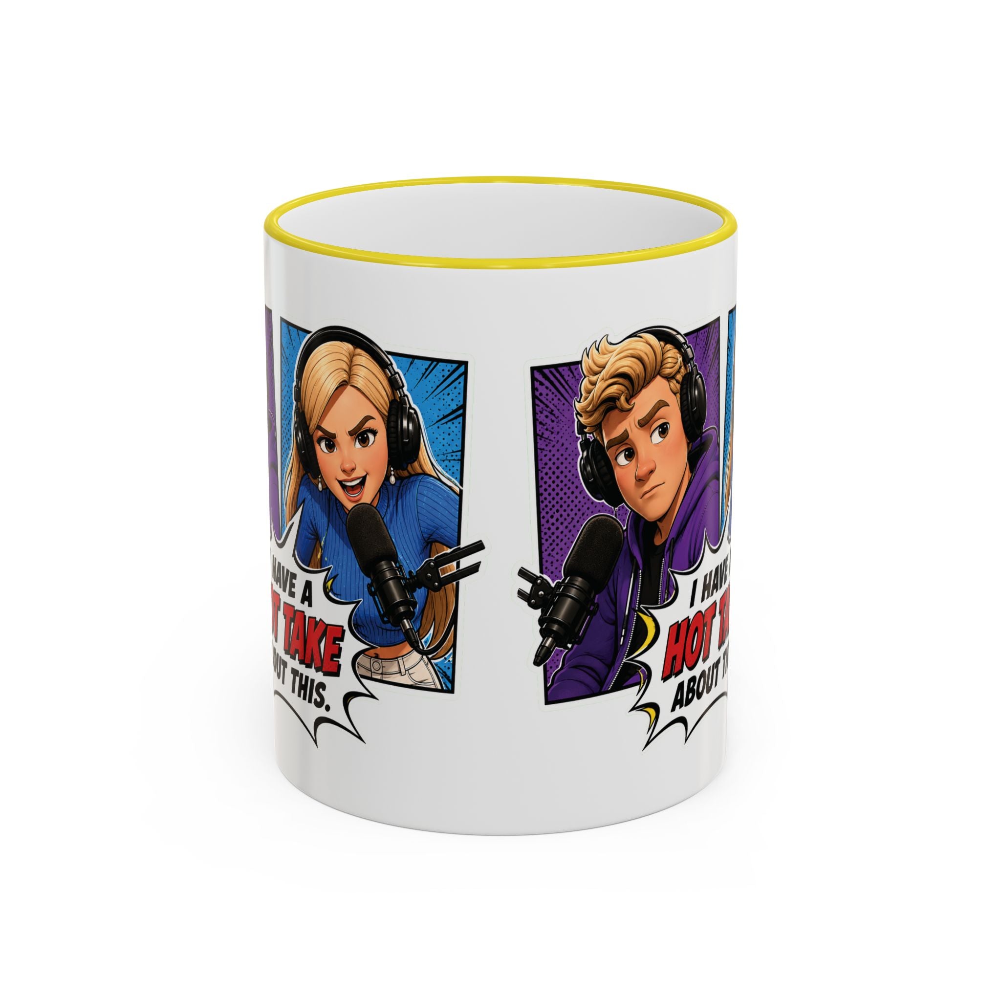 Jake And Emma Hot Take Accent Rim Mug – I Have A Hot Take About This Comic Coffee Cup (11oz/15oz)