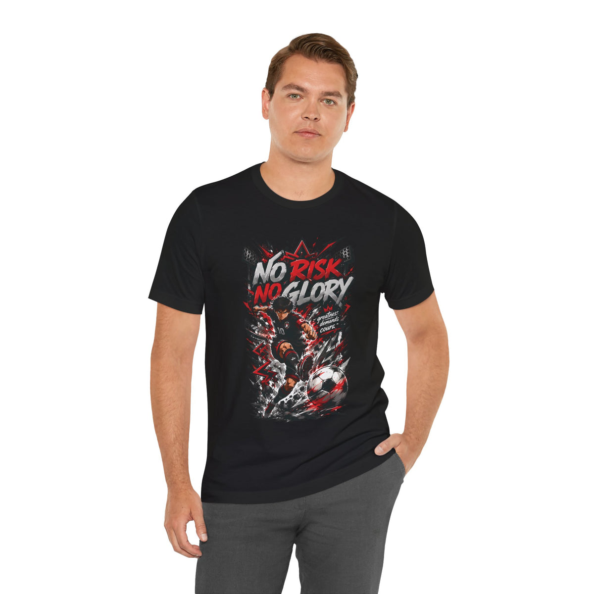 No Risk No Glory Soccer Graphic T Shirt