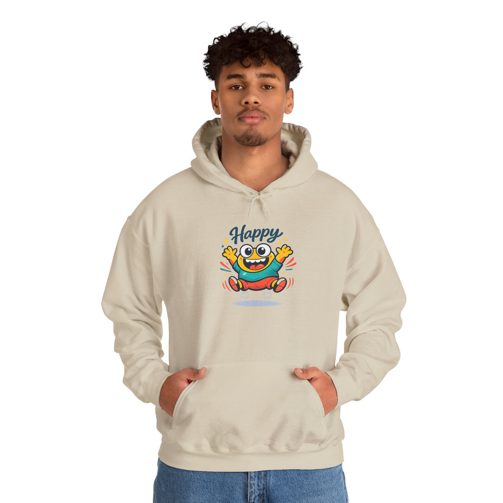 Happy Blob Cartoon Hoodie – Minimal Smiley Graphic Pullover