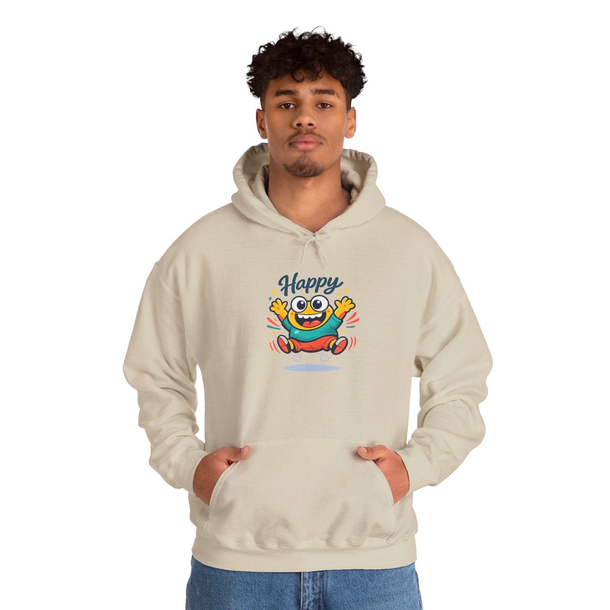 Happy Blob Cartoon Hoodie – Minimal Smiley Graphic Pullover