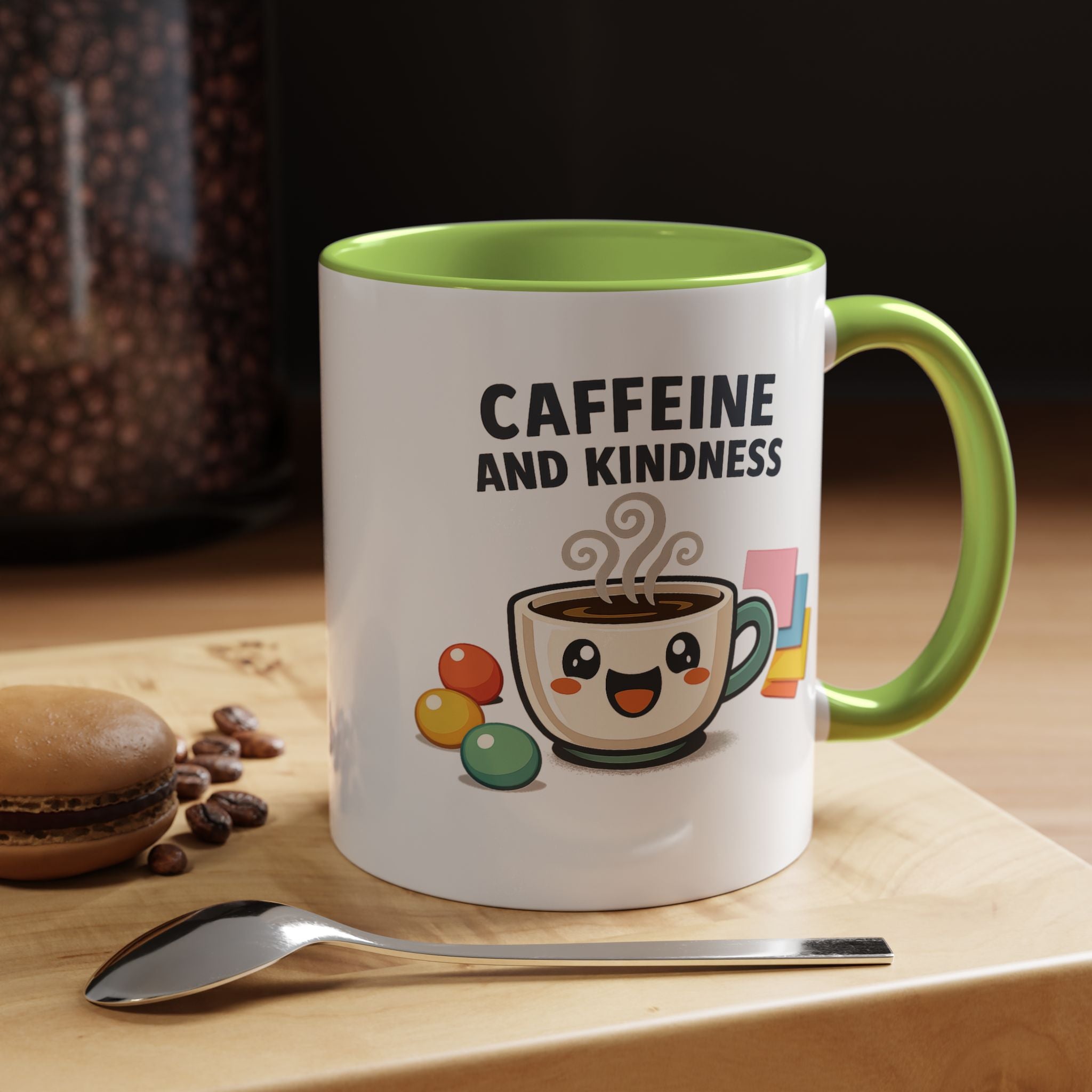 Caffeine and Kindness Coffee Mug – Ceramic Accent Mug (11oz / 15oz)