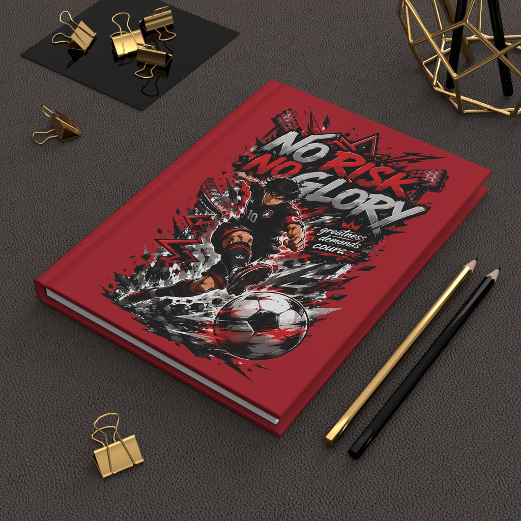 No Risk No Glory Soccer Journal — Personalized #10 Hardcover Notebook