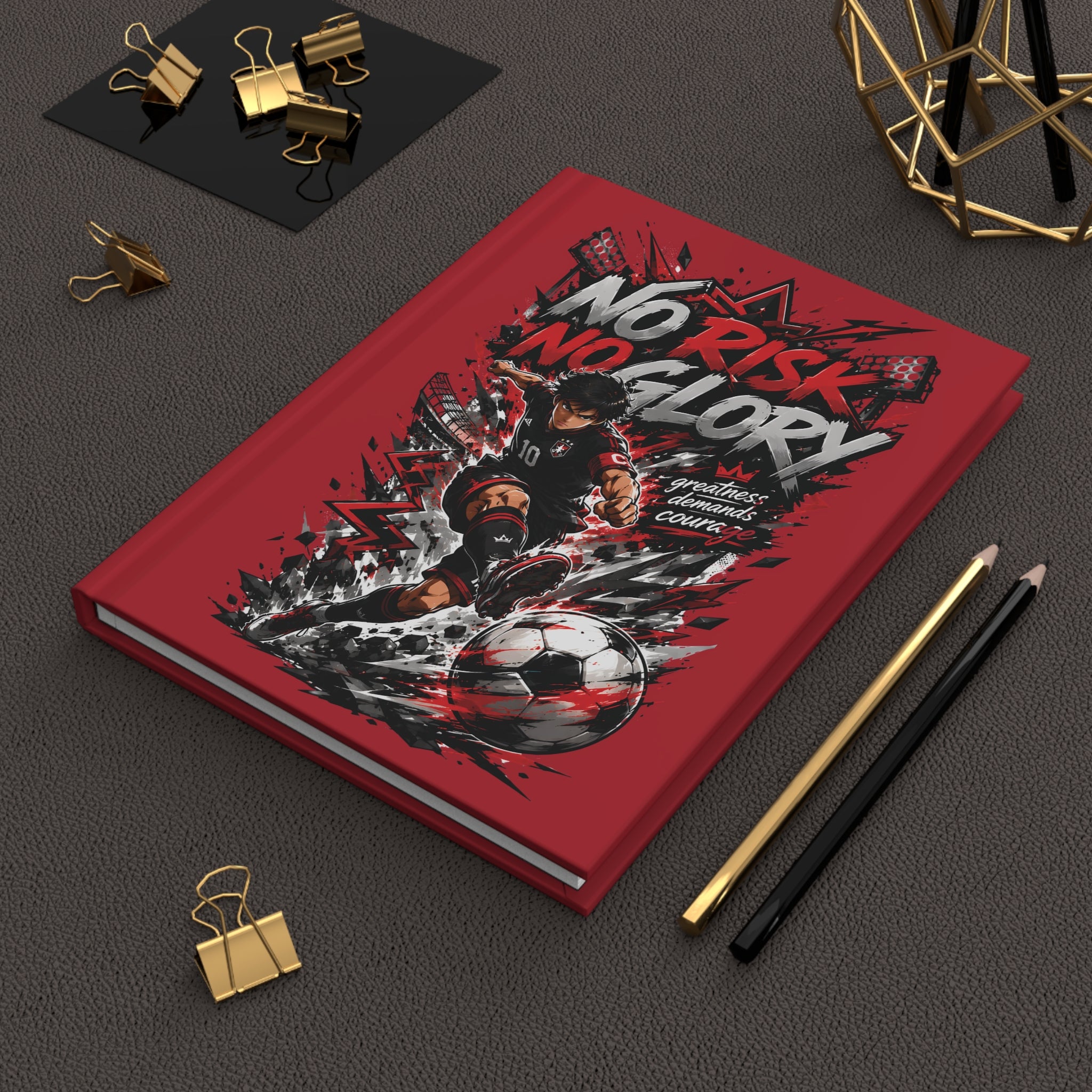 No Risk No Glory Soccer Journal — Personalized #10 Hardcover Notebook
