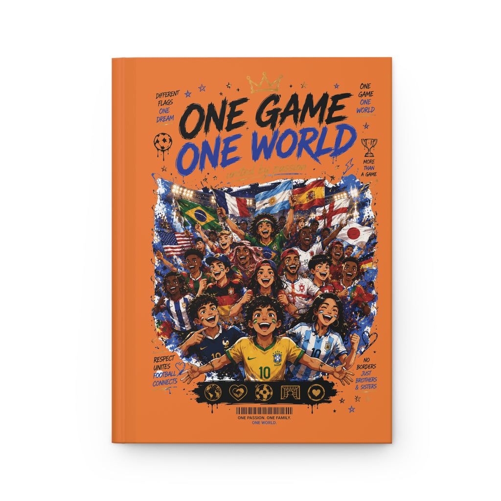 One Game One World Soccer Hardcover Journal — Personalized Name & Number