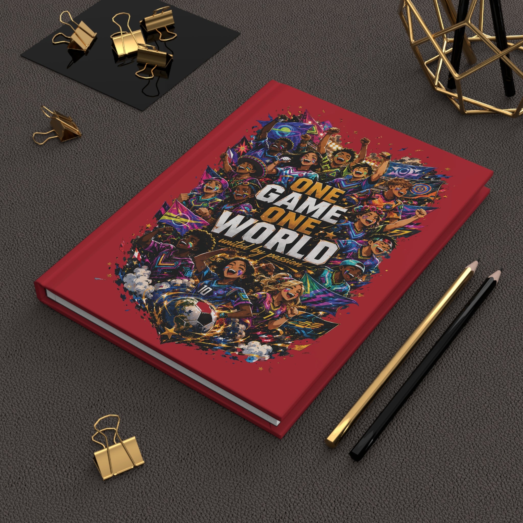 Soccer Hardcover Journal — "One Game One World" Personalized Number Notebook