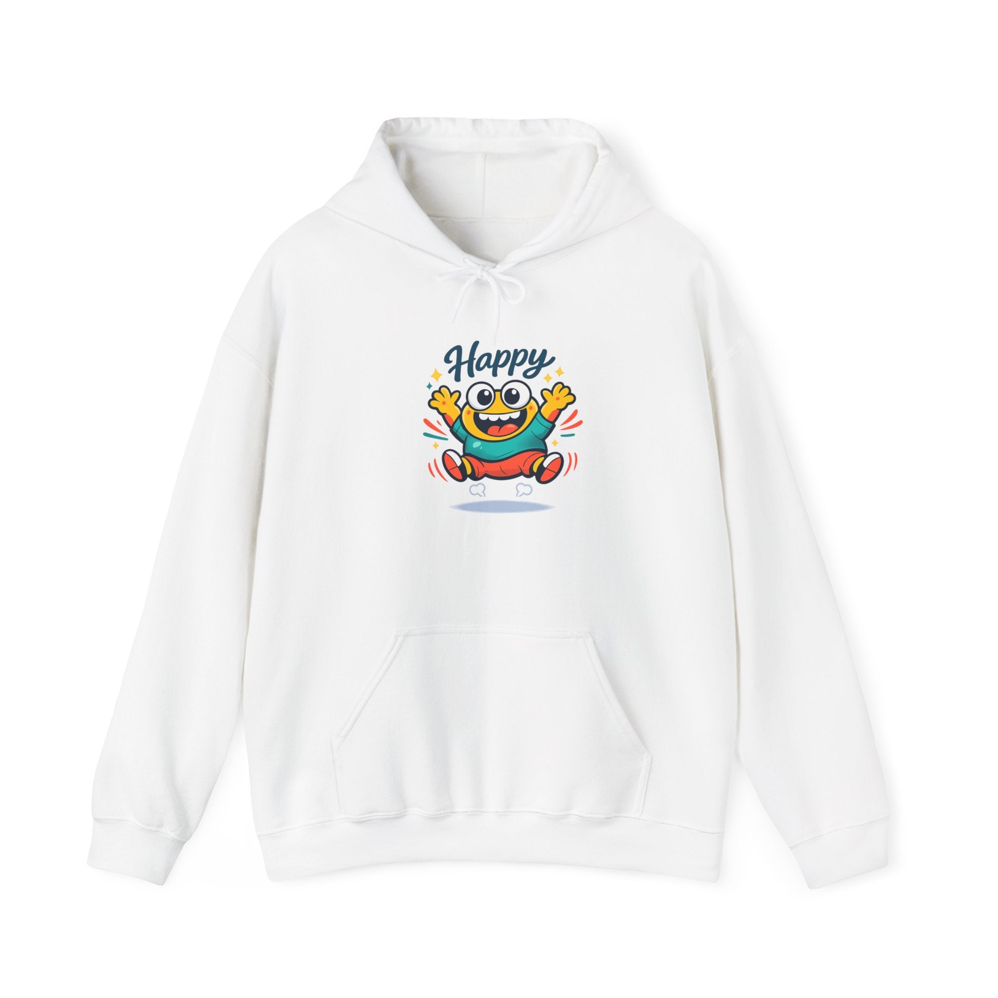 Happy Blob Cartoon Hoodie | kawaii minimal, thick outline mood face