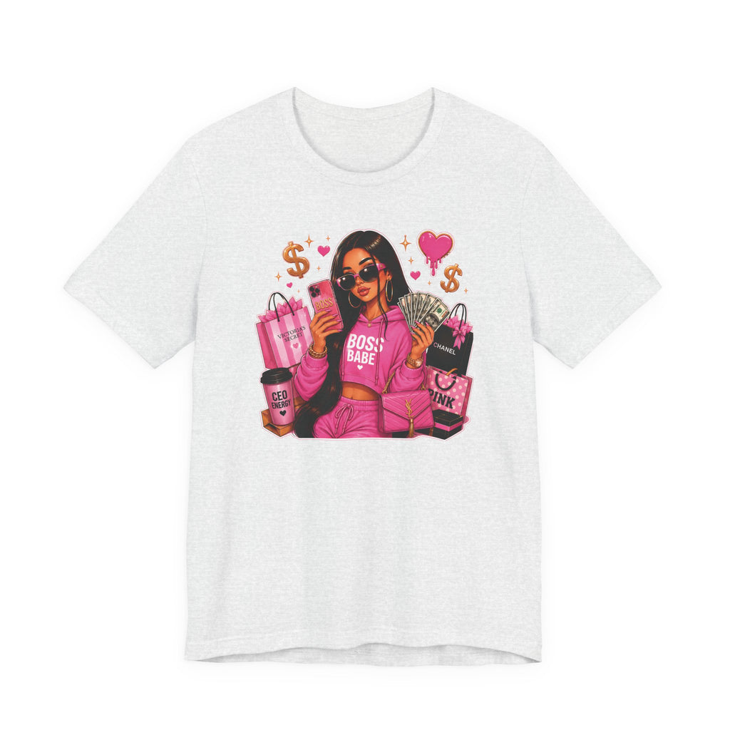 Boss Babe Pink Fashion Tee — Women’s Glam Money & Shopping Graphic Shirt