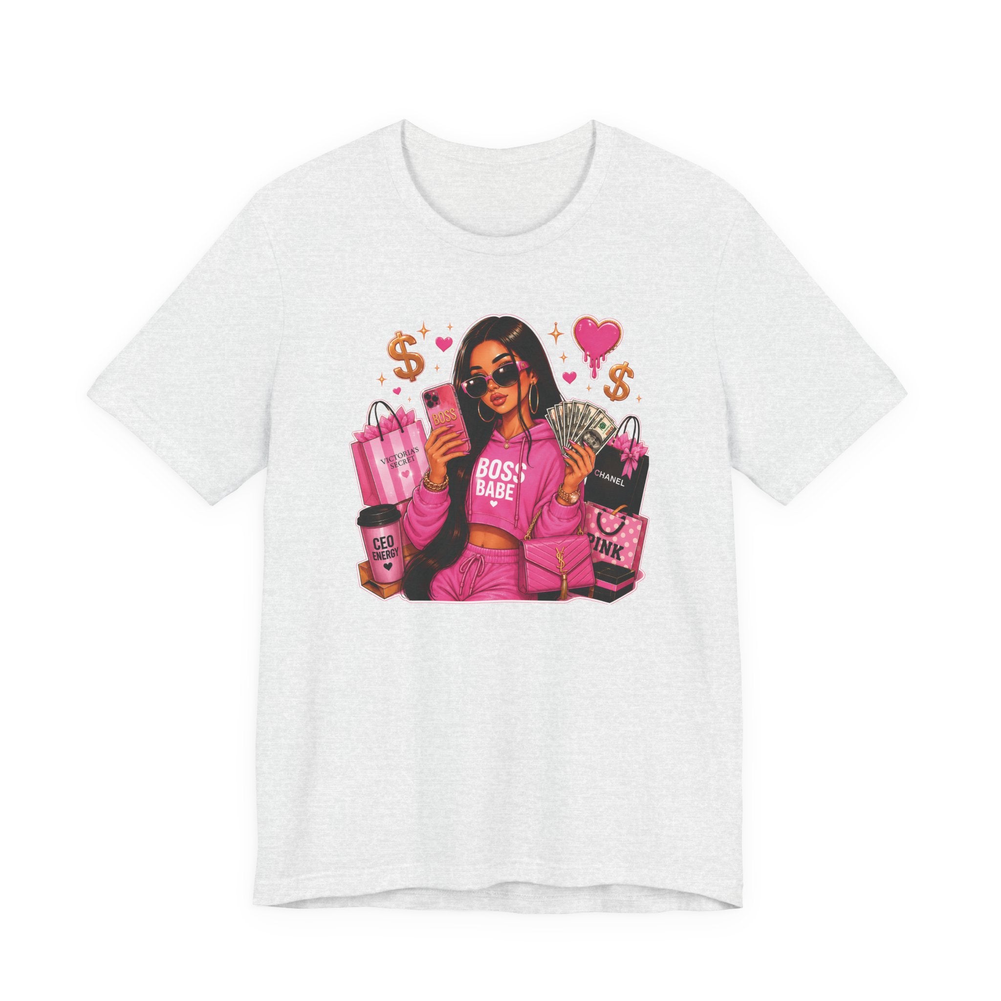 Boss Babe Pink Fashion Tee — Women’s Glam Money & Shopping Graphic Shirt
