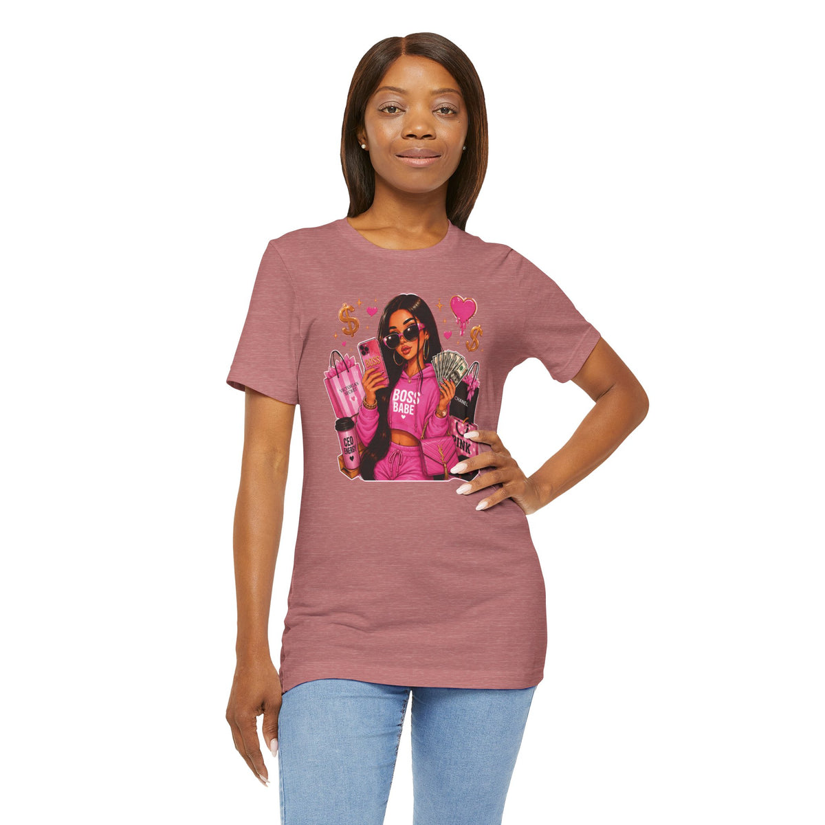 Boss Babe Pink Fashion T Shirt Glam Shopping Graphic Tee