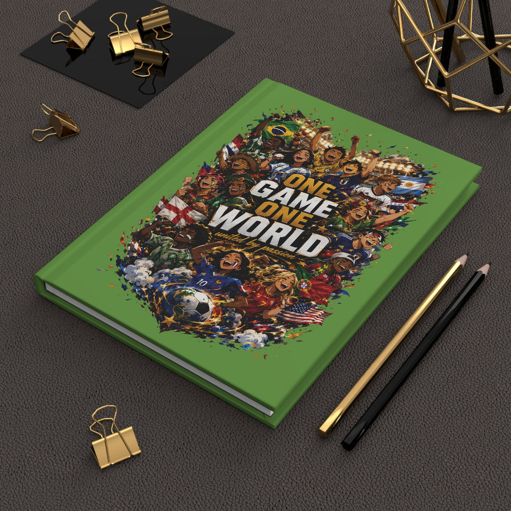 One Game One World Soccer Journal — Hardcover Matte Notebook