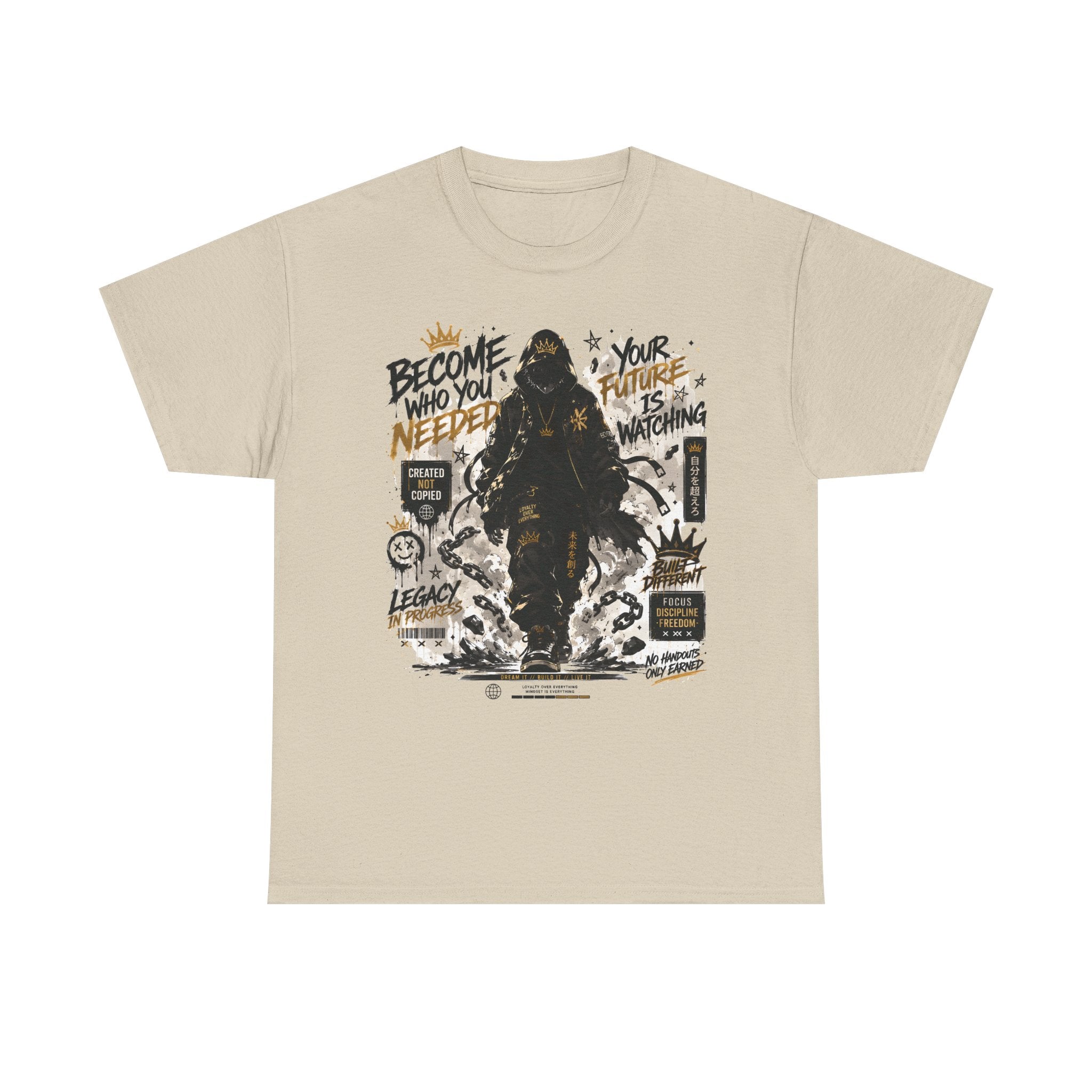 Motivational Soldier Graphic Tee – "Become Who You Needed" Inspirational Military Design