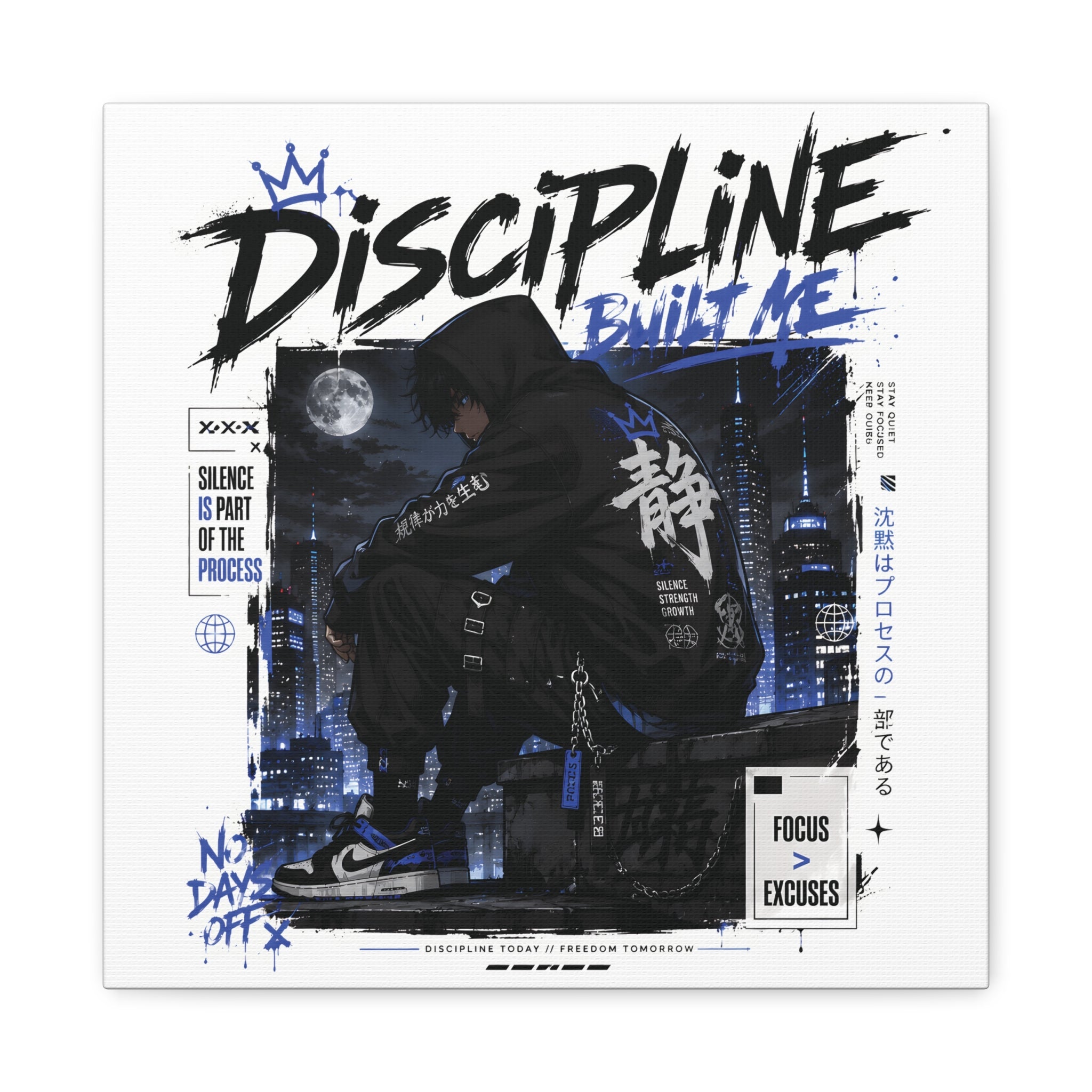 Discipline Built Me Canvas Print — Urban Streetwear Motivational Wall Art