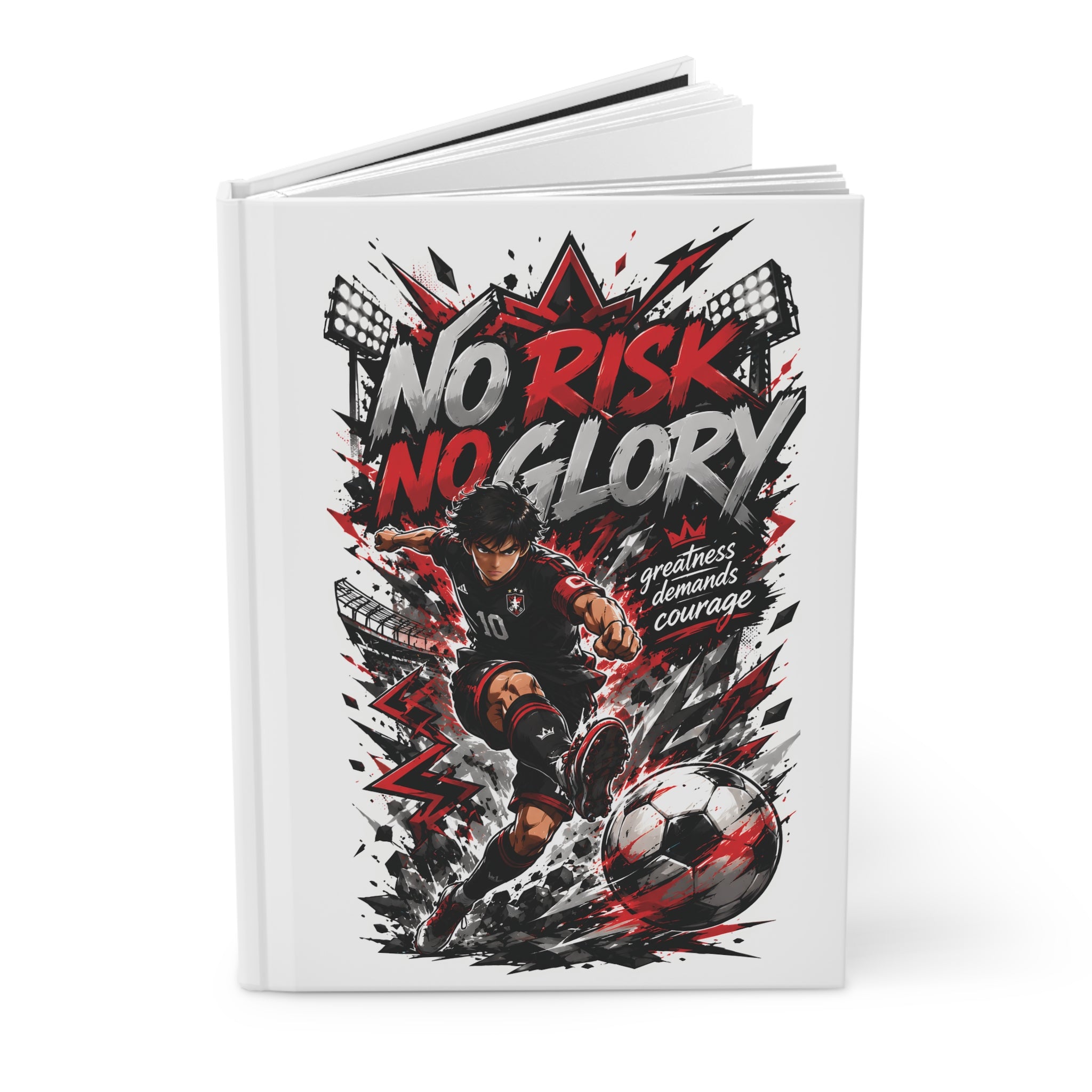 No Risk No Glory Soccer Journal — Personalized Hardcover Notebook (Number 10)