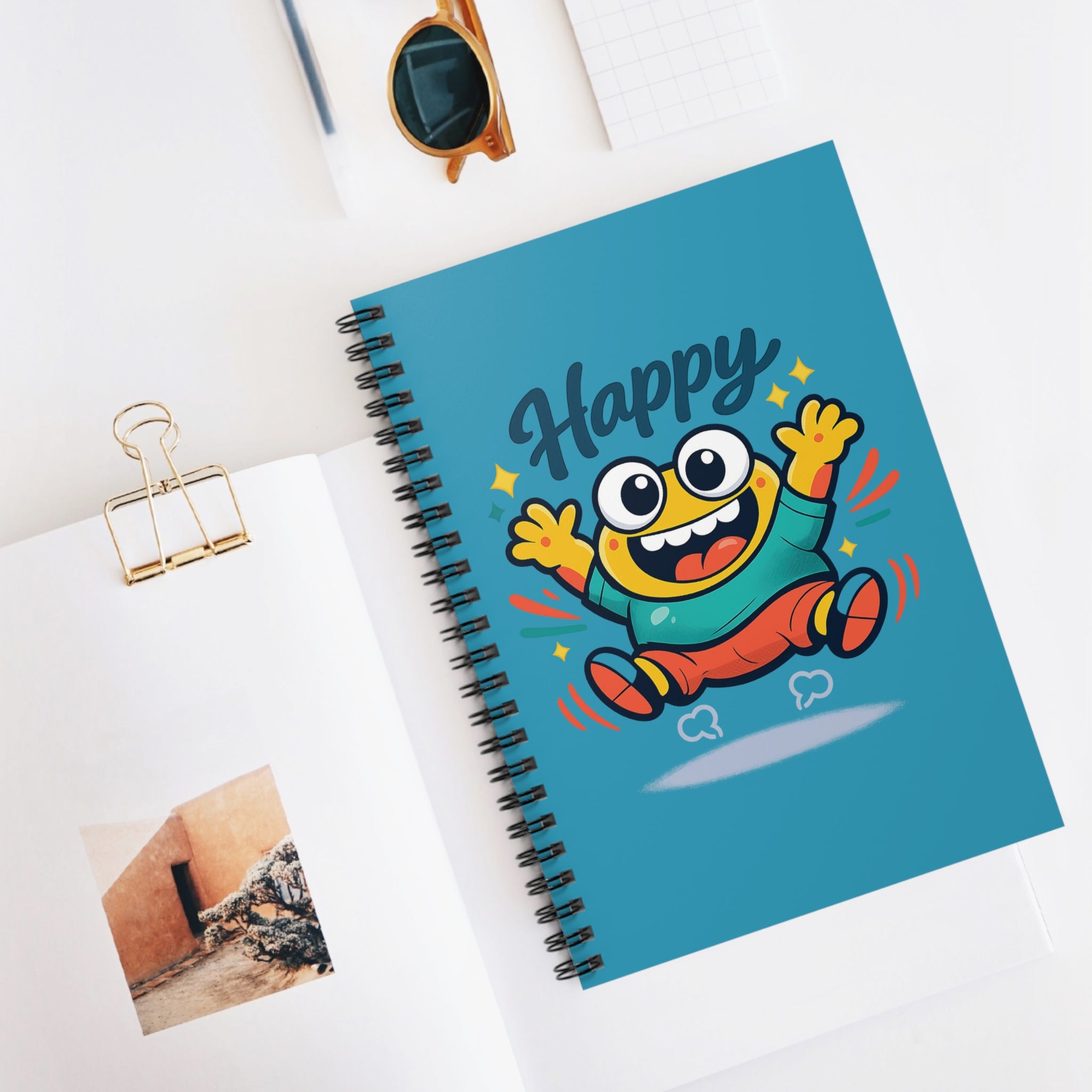 Happy Cartoon Monster Spiral Notebook – Ruled Journal