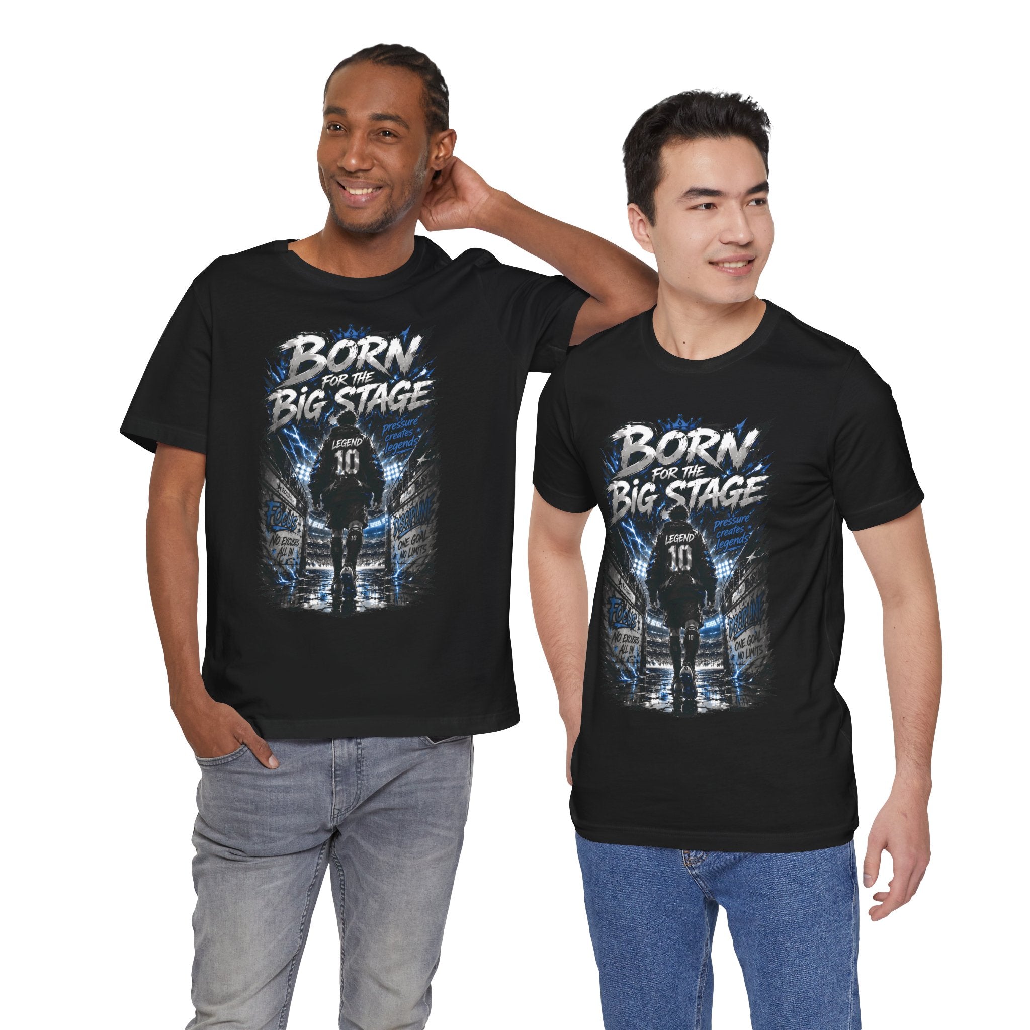 Soccer Player T‑Shirt — "Born for the Big Stage" Football Match Tee