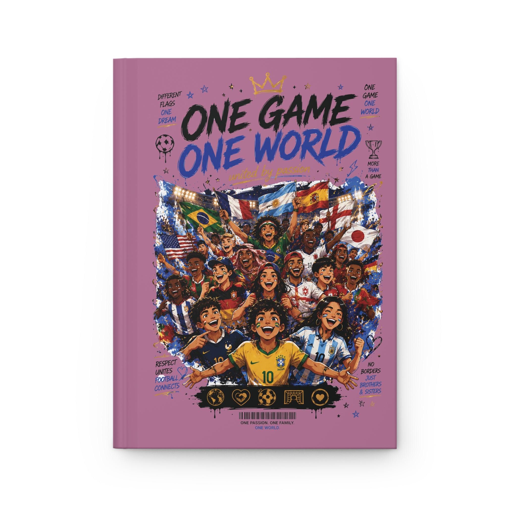 One Game One World Soccer Hardcover Journal — Personalized 10 Jersey Notebook