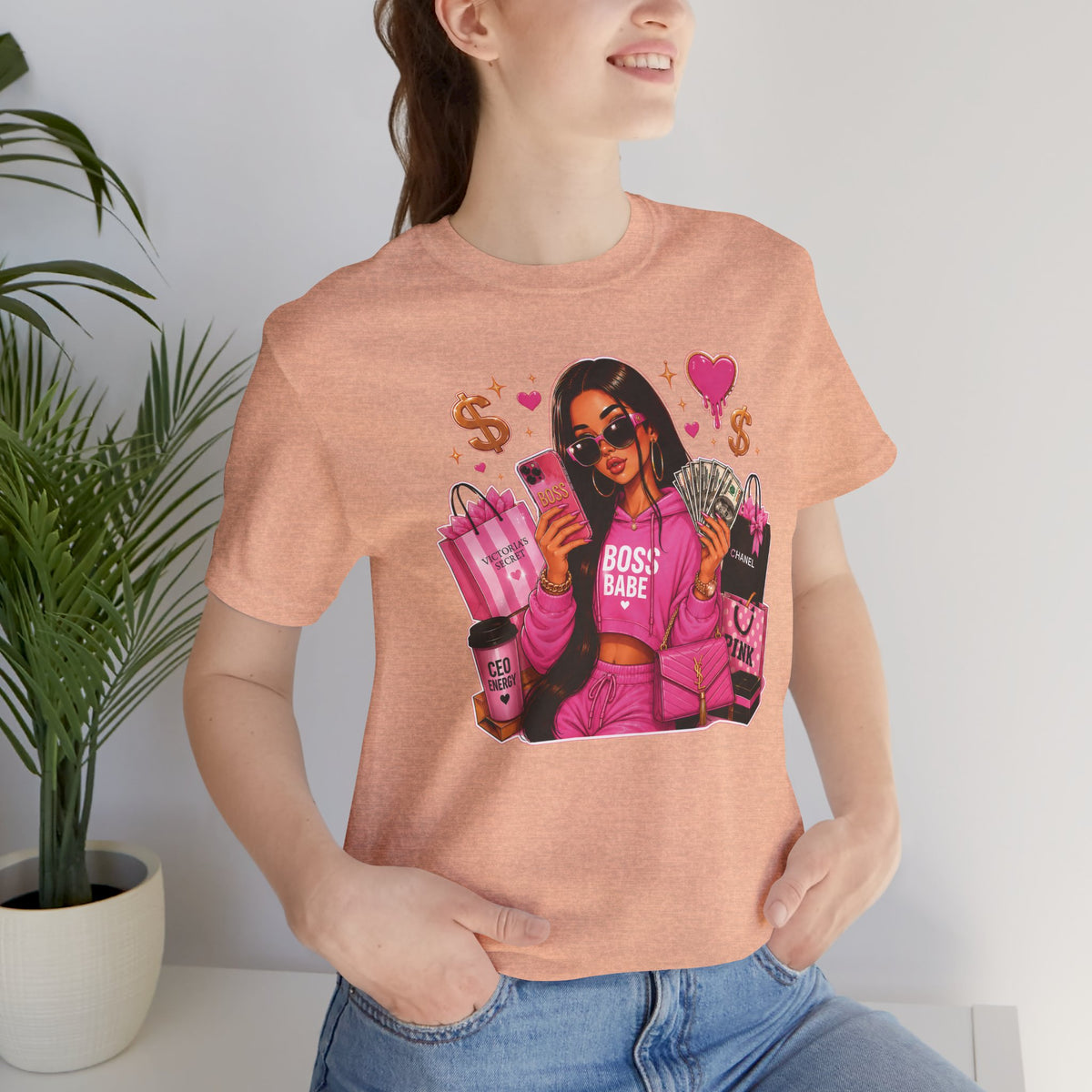 Boss Babe Pink Fashion T Shirt Glam Shopping Graphic Tee
