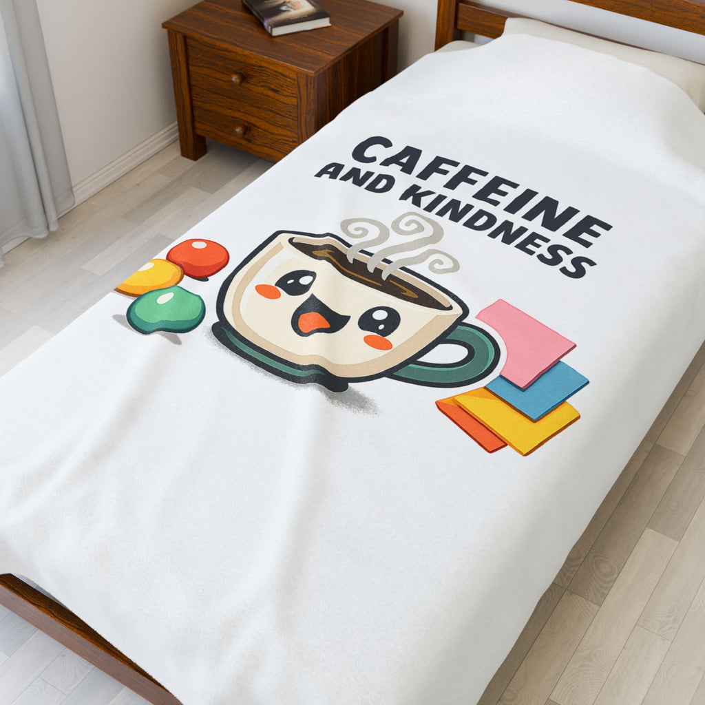 Caffeine and Kindness Velveteen Blanket | office humor, coffee fuel