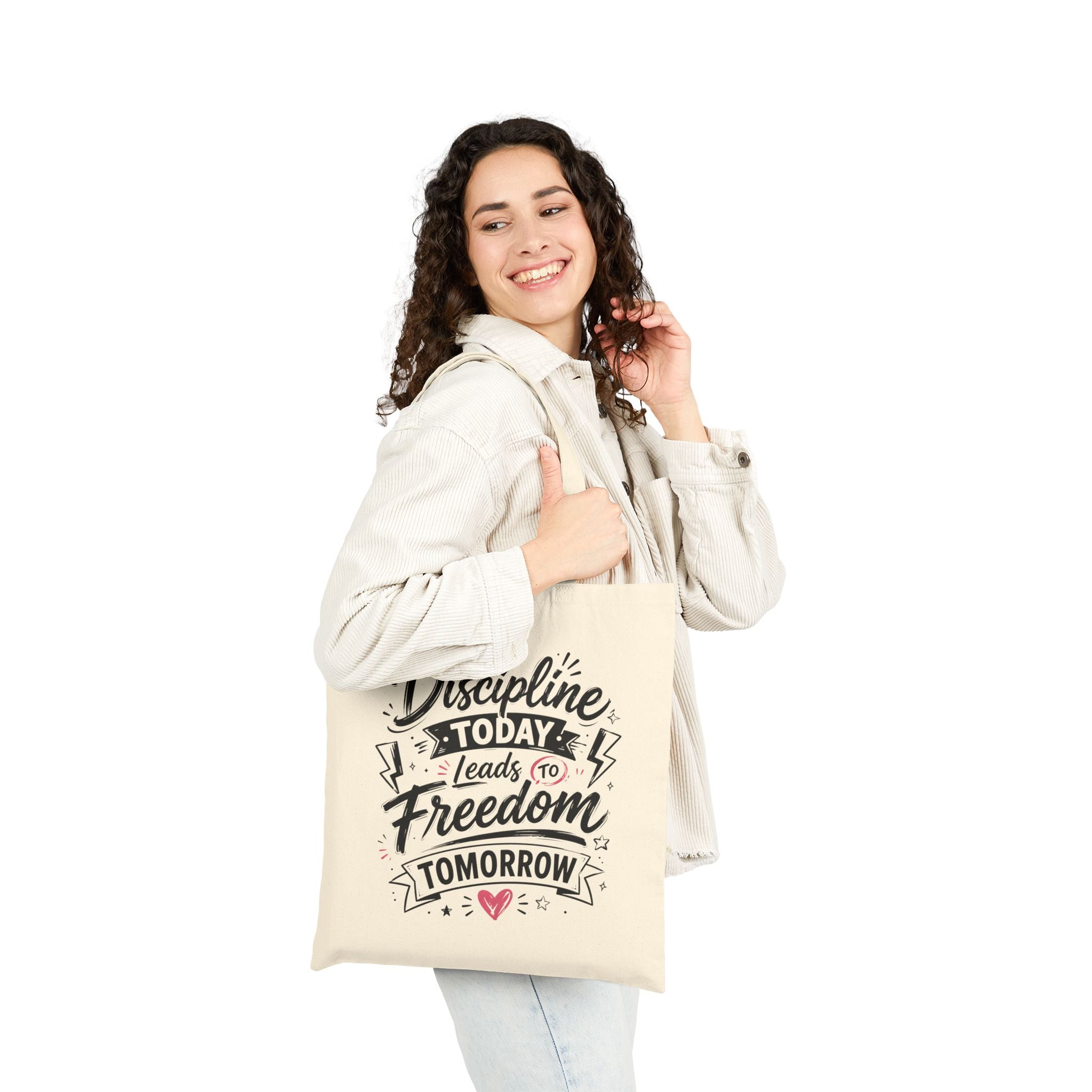 Tote Bag — "Discipline Today, Freedom Tomorrow" Motivational Canvas Tote